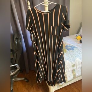 Black and Peach striped LulaRoe dress